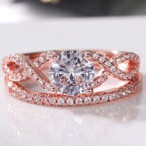 😍Double Layer Rose Gold Plated Lovely Fashion Ring Set for Women/Girl, L045
